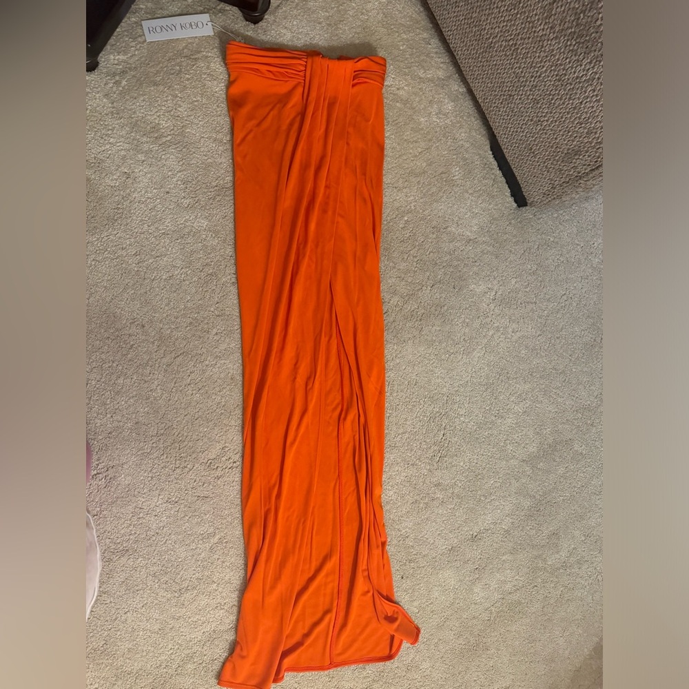 intermix orange maxi skirt